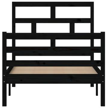 Black Solid Wood Pine Bed Frame 90x200 cm - Modern Design