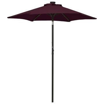 Bordeaux Red Parasol with LED Lights | Elegant Outdoor Shade