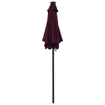 Bordeaux Red Parasol with LED Lights | Elegant Outdoor Shade