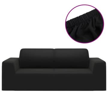 2-Seater Black Stretch Couch Slipcover | Durable & Stylish