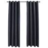 Elegant Blackout Curtains with Metal Rings - Anthracite 140x175 cm