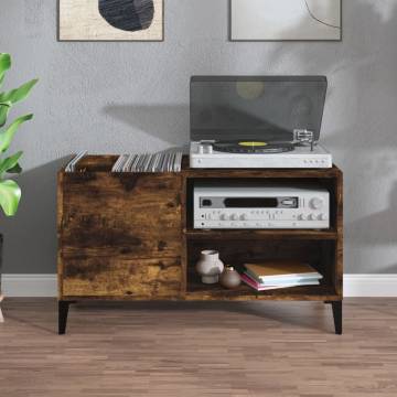 Record Cabinet Smoked Oak | Stylish Vinyl Storage