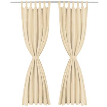 Beige Micro-Satin Curtains 140x245 cm - 2 Pcs with Loops