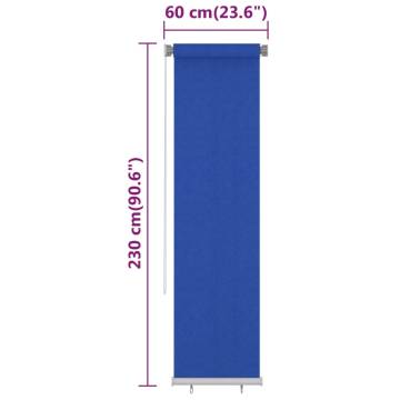 Outdoor Roller Blind 60x230 cm - Blue HDPE Shade | Hipo Market