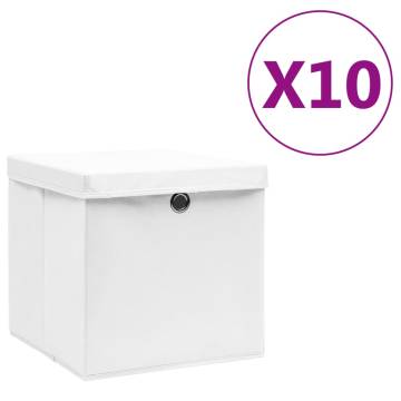 10 pcs White Storage Boxes with Covers - Stylish & Durable