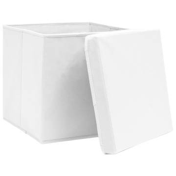 10 pcs White Storage Boxes with Covers - Stylish & Durable