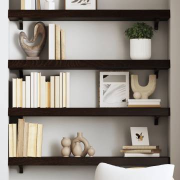 Wall Shelf Dark Brown - Solid Oak, 80x20x6 cm | HipoMarket