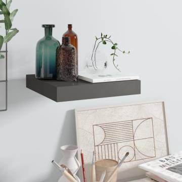 High Gloss Grey Floating Wall Shelf - Stylish Display Solution