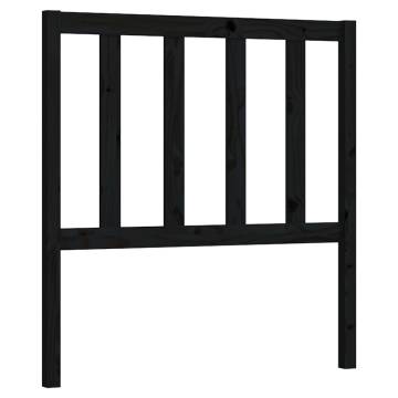 Stylish Black Bed Headboard - Solid Pine Wood 106x4x100 cm