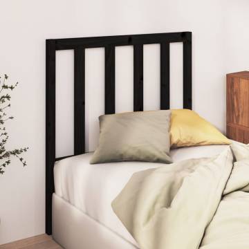 Stylish Black Bed Headboard - Solid Pine Wood 106x4x100 cm