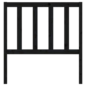 Stylish Black Bed Headboard - Solid Pine Wood 106x4x100 cm