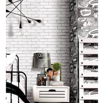 Noordwand Urban Friends & Coffee Bricks Wallpaper - Grey & White