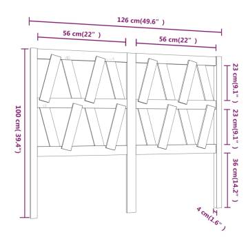 Stylish Honey Brown Pine Wood Bed Headboard - 126x4x100 cm