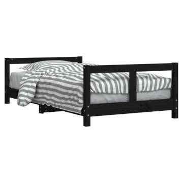 Kids Bed Frame Black 80x160 cm Solid Pine - Elegant Design