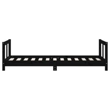 Kids Bed Frame Black 80x160 cm Solid Pine - Elegant Design