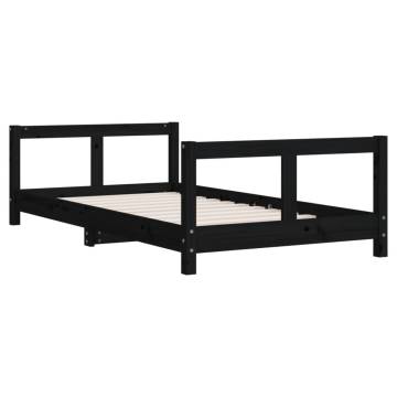 Kids Bed Frame Black 80x160 cm Solid Pine - Elegant Design