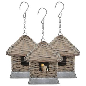 Handmade Wicker Bird Houses - 3 pcs | Hipomarket UK