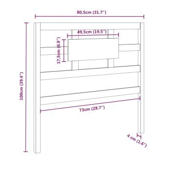 Stylish Black Bed Headboard - Solid Pine Wood 80.5x4x100 cm