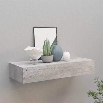 Wall-Mounted Drawer Shelf - Concrete Grey 60x23.5x10cm MDF