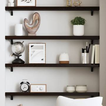 Wall Shelf Dark Brown 100x10x4 cm - Solid Oak Wood | HipoMarket