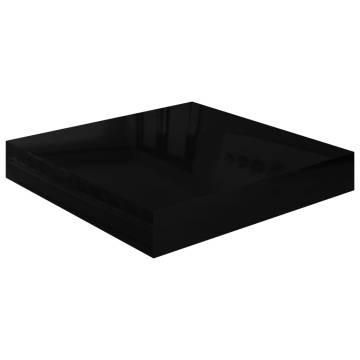 Stylish High Gloss Black Floating Wall Shelves - Set of 4