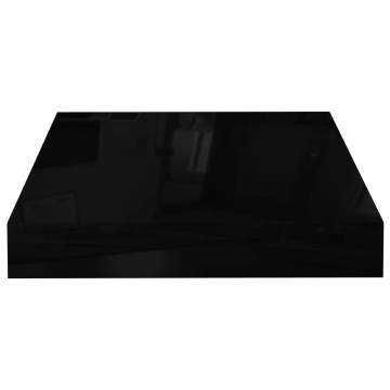 Stylish High Gloss Black Floating Wall Shelves - Set of 4