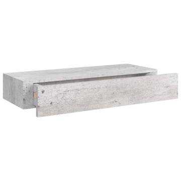 Wall-Mounted Drawer Shelf - Concrete Grey 60x23.5x10cm MDF