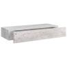 Wall-Mounted Drawer Shelf - Concrete Grey 60x23.5x10cm MDF