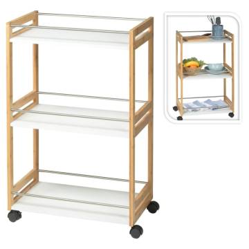 Excellent Houseware Kitchen Trolley - 3 Shelves Bamboo