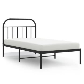 Metal Bed Frame with Headboard - Black 107x203 cm | HipoMarket