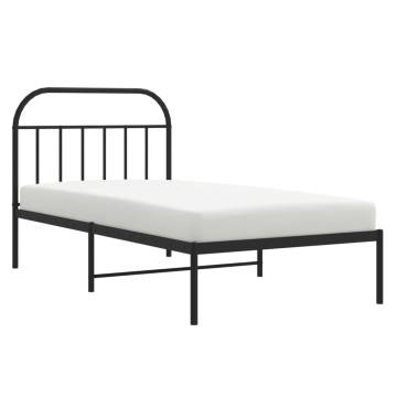 Metal Bed Frame with Headboard - Black 107x203 cm | HipoMarket