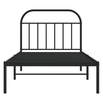 Metal Bed Frame with Headboard - Black 107x203 cm | HipoMarket