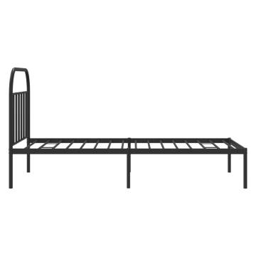 Metal Bed Frame with Headboard - Black 107x203 cm | HipoMarket