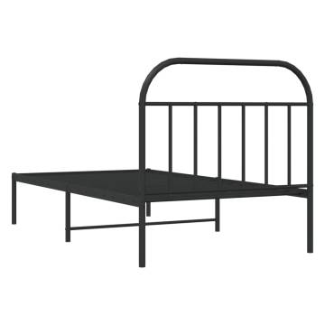 Metal Bed Frame with Headboard - Black 107x203 cm | HipoMarket