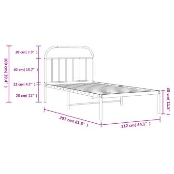 Metal Bed Frame with Headboard - Black 107x203 cm | HipoMarket