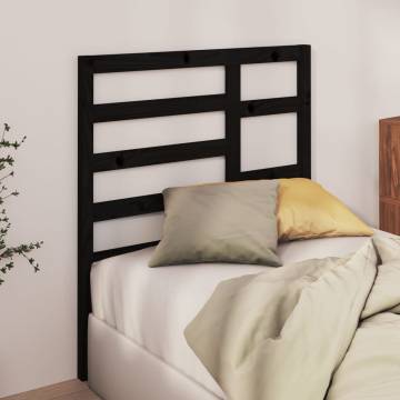 Stylish Black Pine Bed Headboard - 106x4x104 cm