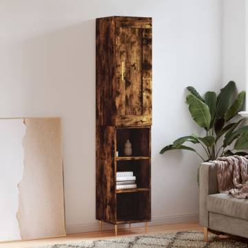 Elegant Highboard in Smoked Oak - 34.5x34x180 cm