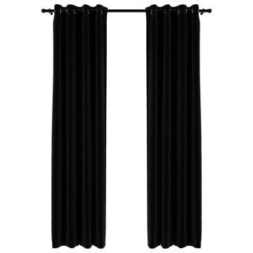 Linen-Look Blackout Curtains - Black 140x225cm | HipoMarket