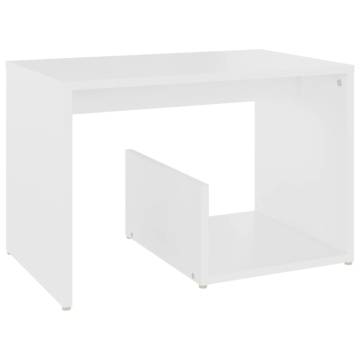 Stylish White Side Table - 59x36x38 cm Engineered Wood