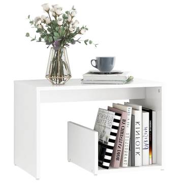 Stylish White Side Table - 59x36x38 cm Engineered Wood