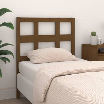 Stylish Honey Brown Bed Headboard - Solid Pine Wood - 105.5x4x100 cm