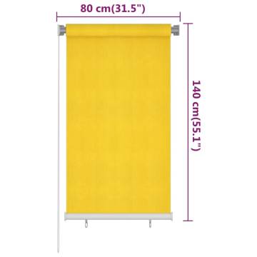 Outdoor Roller Blind 80x140 cm - Yellow HDPE | HipoMarket