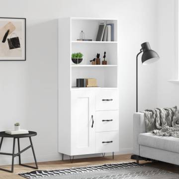 Stylish Highboard White 69.5x34x180 cm | Hipomarket UK