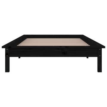 LED Bed Frame Black 75x190 cm - Stylish Solid Wood Design