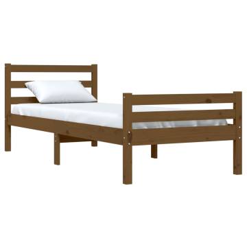 Honey Brown Solid Wood Bed Frame - 75x190 cm Small Single