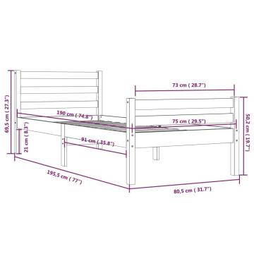 Honey Brown Solid Wood Bed Frame - 75x190 cm Small Single