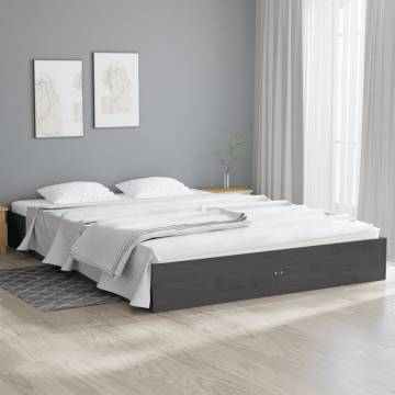 Grey Solid Wood Bed Frame 120x200 cm - Stylish & Sturdy