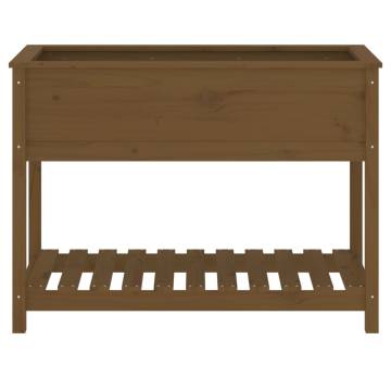 Wooden Planter with Shelf - Honey Brown, Solid Pine - 111.5cm