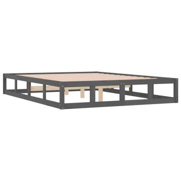 Grey King Size Bed Frame 150x200 cm - Solid Wood Design