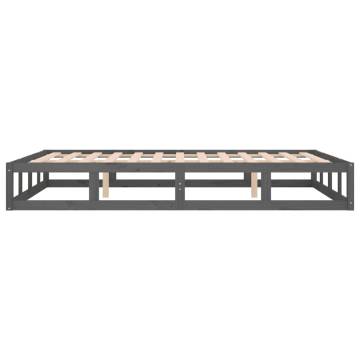 Grey King Size Bed Frame 150x200 cm - Solid Wood Design